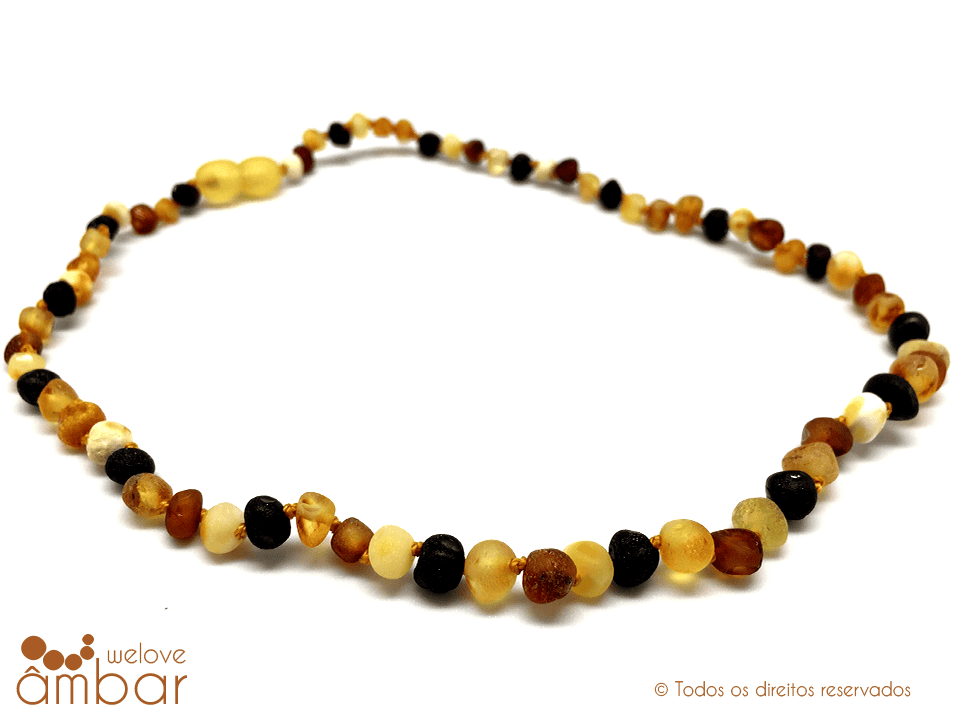 Pulseira de âmbar barroco multicolor não polido - 16cm